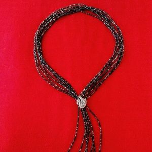 Black Swan Necklace - Black Diamond and Silver